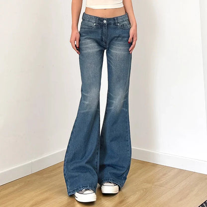 Y2K Blue Straight Jeans Korean Fashion Street Style Denim Pants Basic Casual Harajuku Slim Fit Trousers Spring Outfit