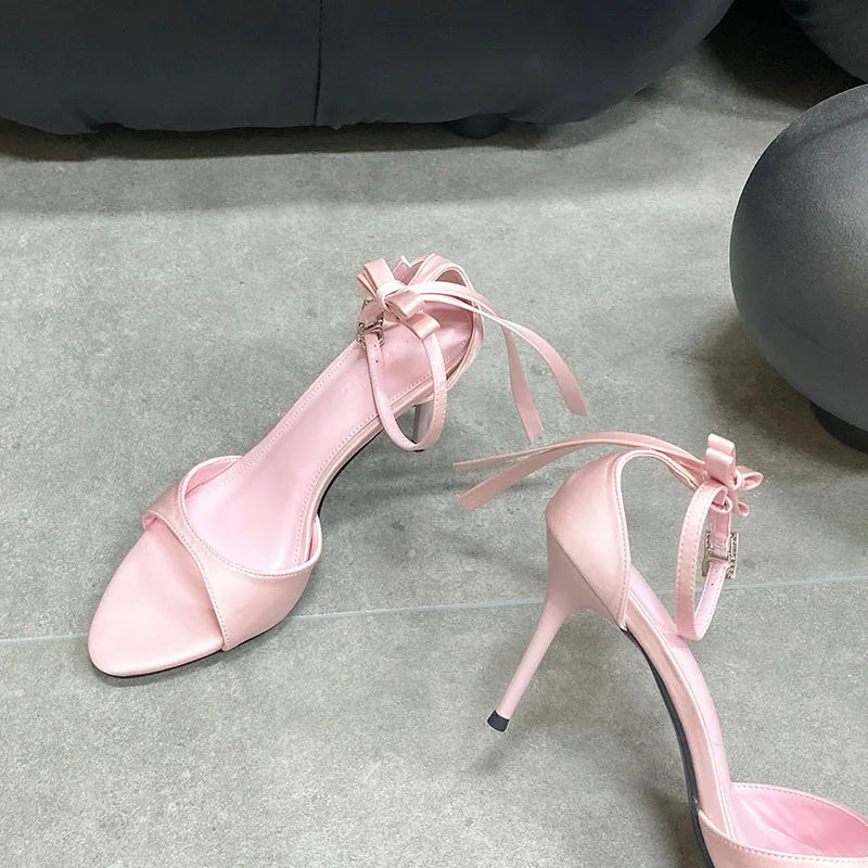 Luxury Female Butterfly-Knot Footwear Pumps Ladies High Heels Shoes Fashion Pointed Toe Women Thin Heels Shoes 2025 New