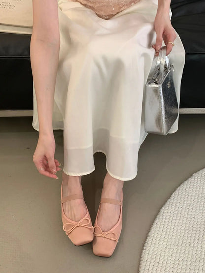 Summer Shoes Ladies Low Heels Round Toe Soft Shallow Mouth Casual Female Sneakers Bow-Knot 2025 Comfortable Butterfly New Flower