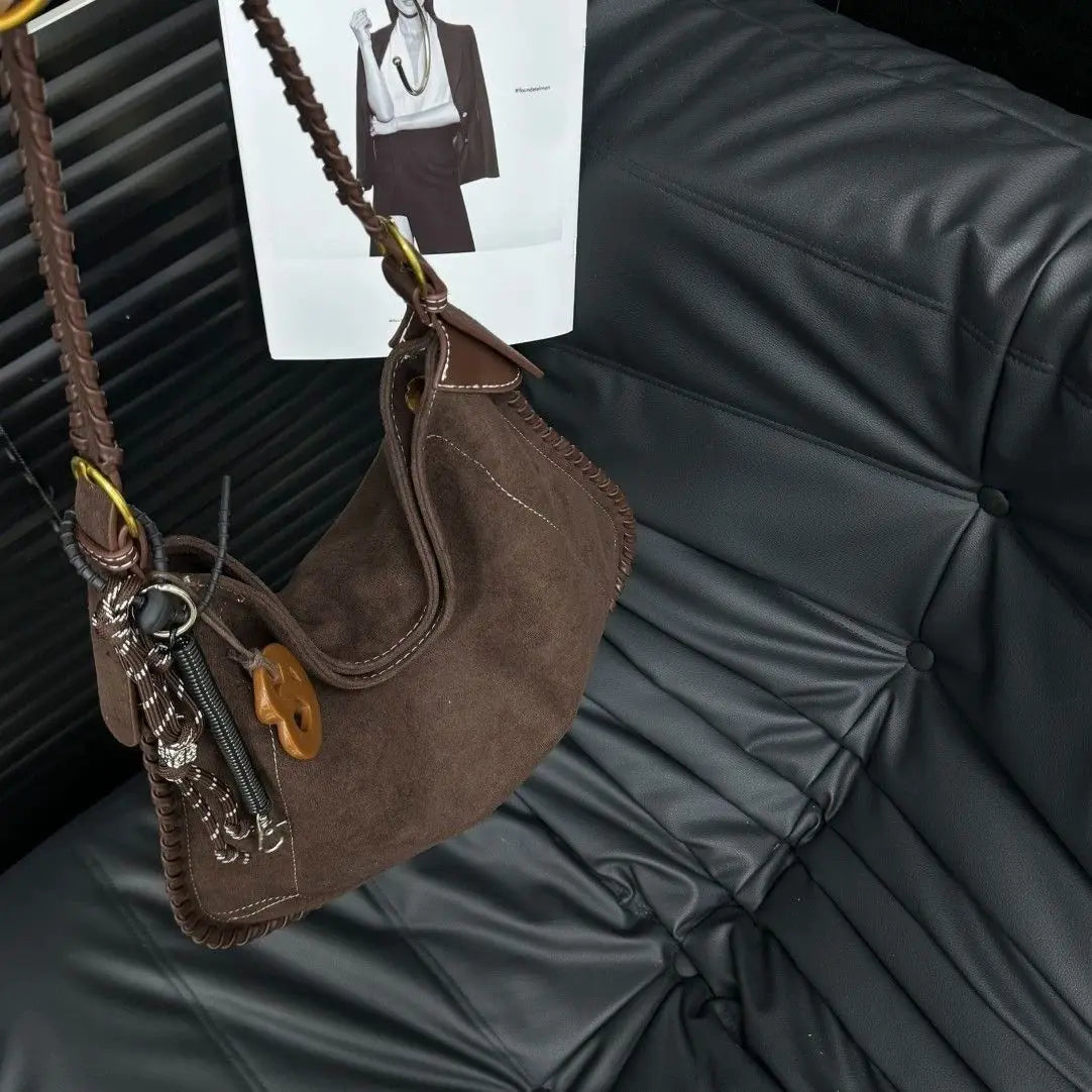 Autumn Winter Retro Style Tote Bag Versatile Woven Niche Single Shoulder Crossbody Bags