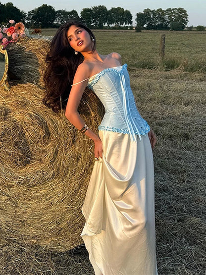 Strap Lace Strapless Shapewear Top Vest Fishbone Shaping Women Corset Waistcoat Retro Slim Fit Waist Cinching Tank Blouse Summer