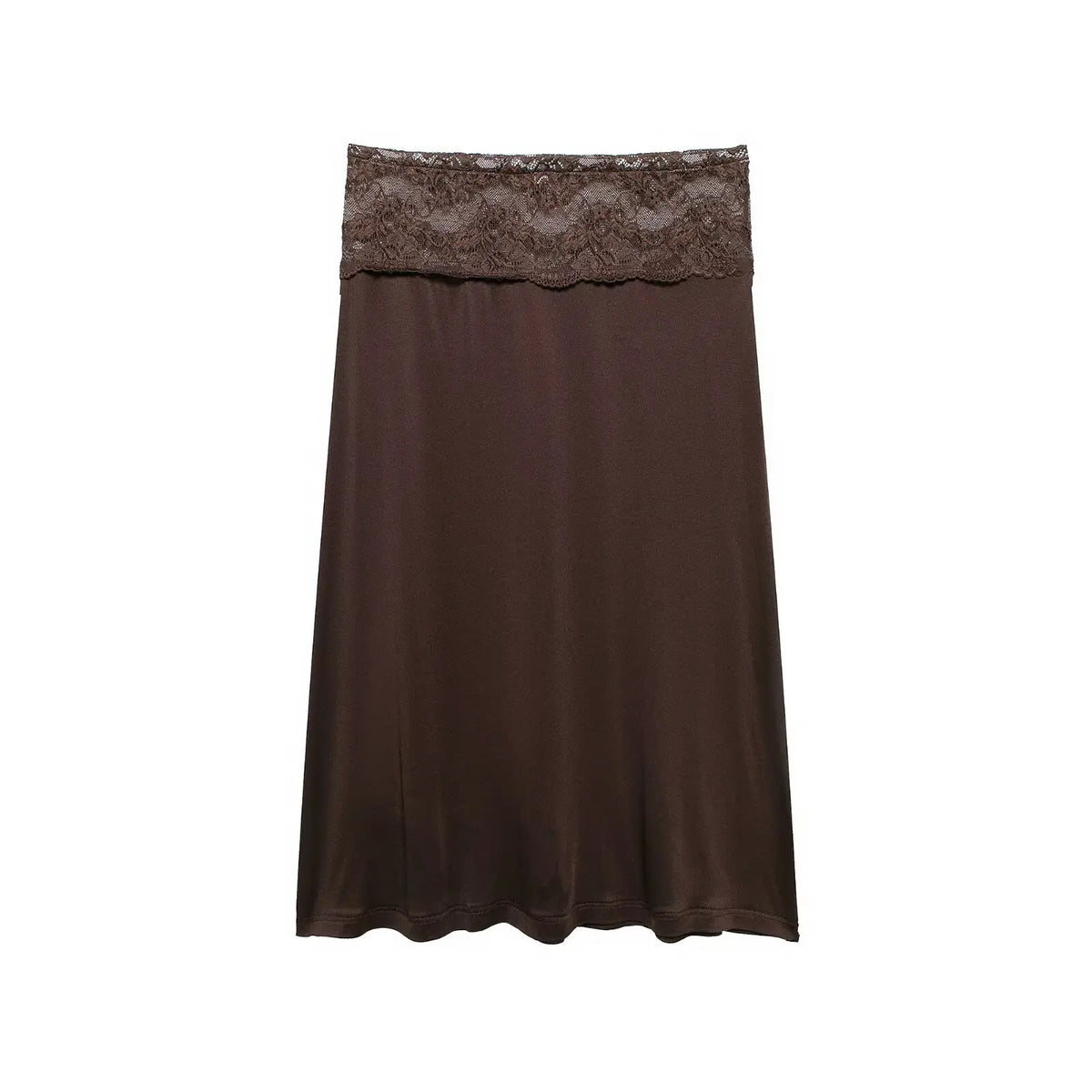 Lace Splicing Mid-Length Skirt Women High-Waisted Fluid Stylish Casual Commuter Skirt Spring Summer New Street Skirt