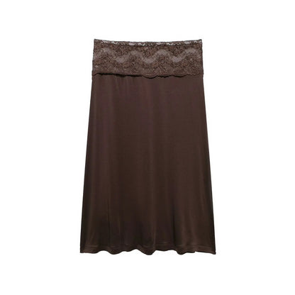 Lace Splicing Mid-Length Skirt Women High-Waisted Fluid Stylish Casual Commuter Skirt Spring Summer New Street Skirt