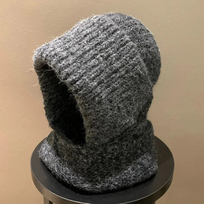 Knitted Beanies Cap For Men&Women Winter Warm Unisex Hooded Hat Neck Collar Scarf Cap Ski Beanie Cold Hats Balaclava Caps Bonnet