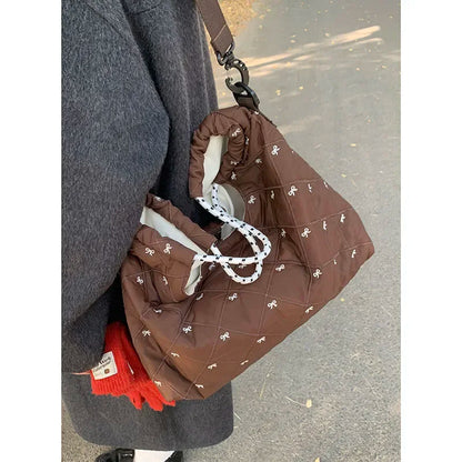Korean Down Bag Women New Fashion Diamond Casual Nylon Fabric Large Capacity Bags