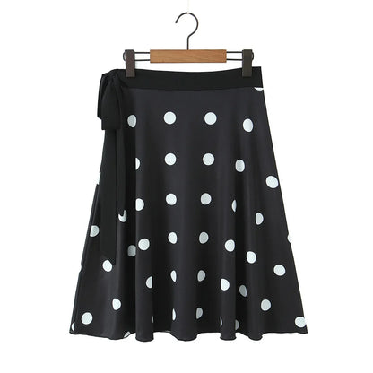 Halter Neck Camisole Polka Dot Skirt Set Women's Summer Sexy Fashionable Personality Neckband Backless Beach Vacation Black Set
