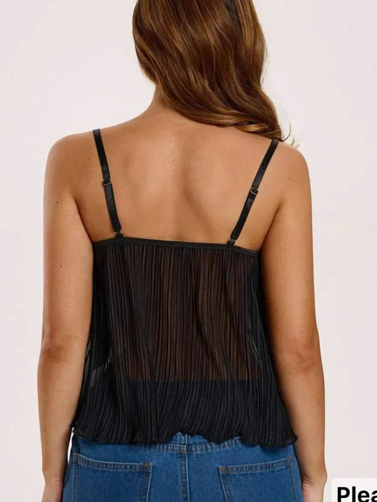 New Summer Beach Tops Sexy Lace Patchwork Gauze Sling Vest Women Chic Sleeveless Off-shoulder See Through Loose Top Lady