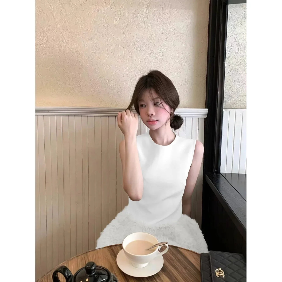Summer O-Neck Mini Dress Party Dress Fashion Layered Mesh Patchwork Sleeveless A-Line Tank Dress
