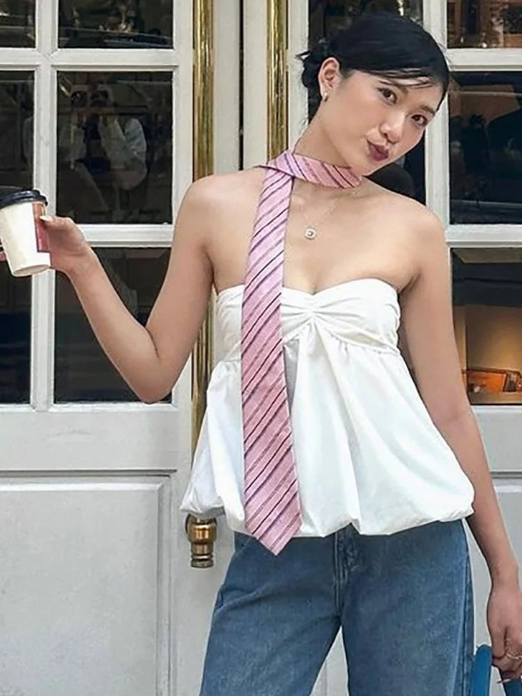 Solid Bandeau Top For Women Strapless Bra Puffy Bralette Mujer Backless Bustier Sleeveless Lenceria Femenina Ruched Y2k Tube Top
