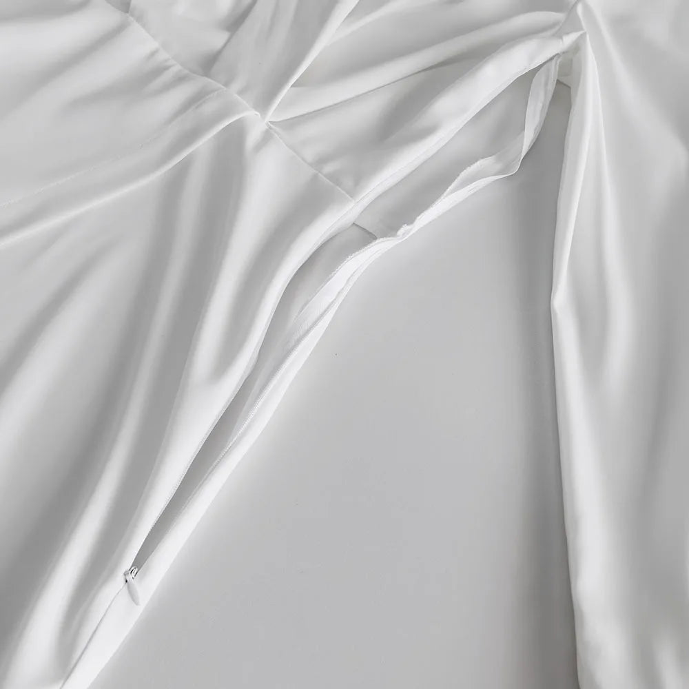 White Irregular Mini Dress Women Spring V Neck Long Sleeve A-line Suit Vestidos Simple Casual Fashion Short Dresses 2025 New