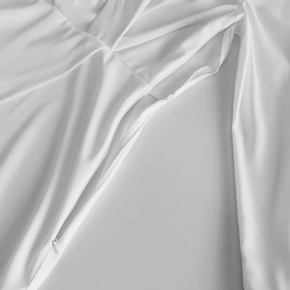 White Irregular Mini Dress Women Spring V Neck Long Sleeve A-line Suit Vestidos Simple Casual Fashion Short Dresses 2025 New