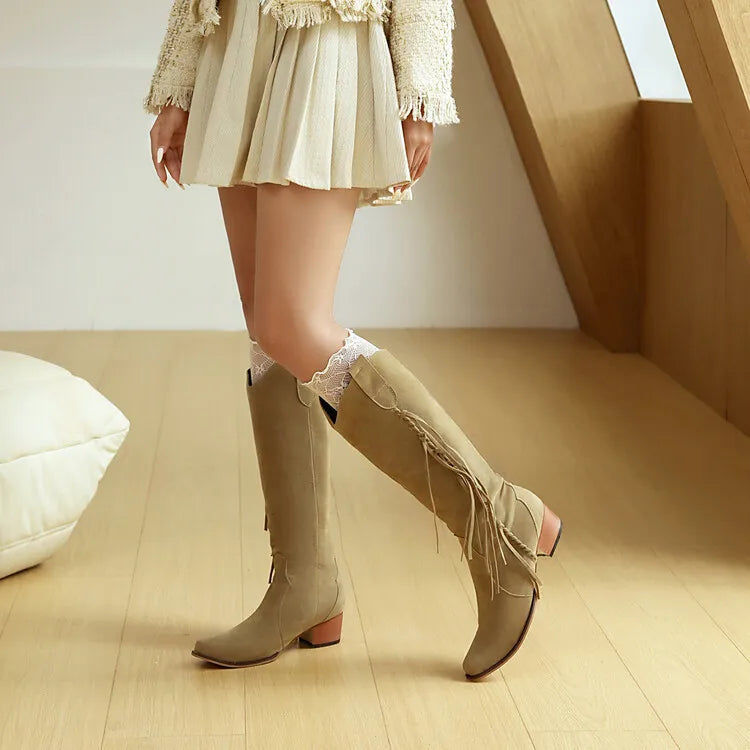 Shoes Fashion Boots Woman Sexy Thigh High Heels High Sexy Boots-Women Round Toe Punk Over-the-Knee Stiletto Ladies Med Rub