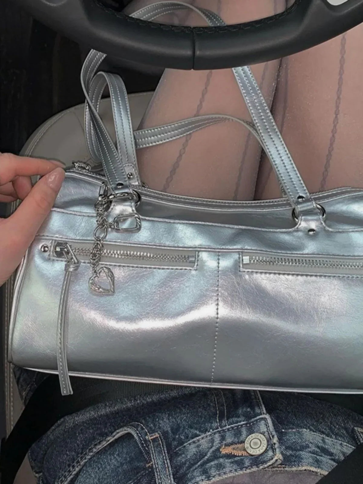 Korean Niche Design Spicy Girl Motorcycle Pillow Bag Versatile Multiple Pockets Single Shoulder Underarm Bags