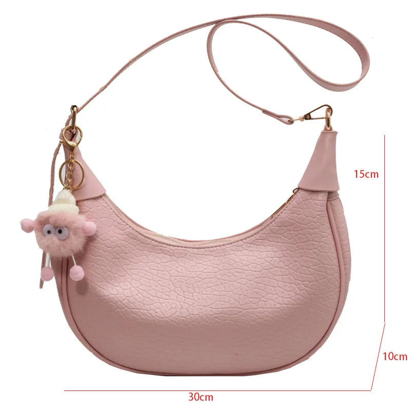 Silver PU Leather Shoulder Bags For Women 2024 Y2K Large Capacity Female Underarm Crossbody Bag Handbag Sac A Main
