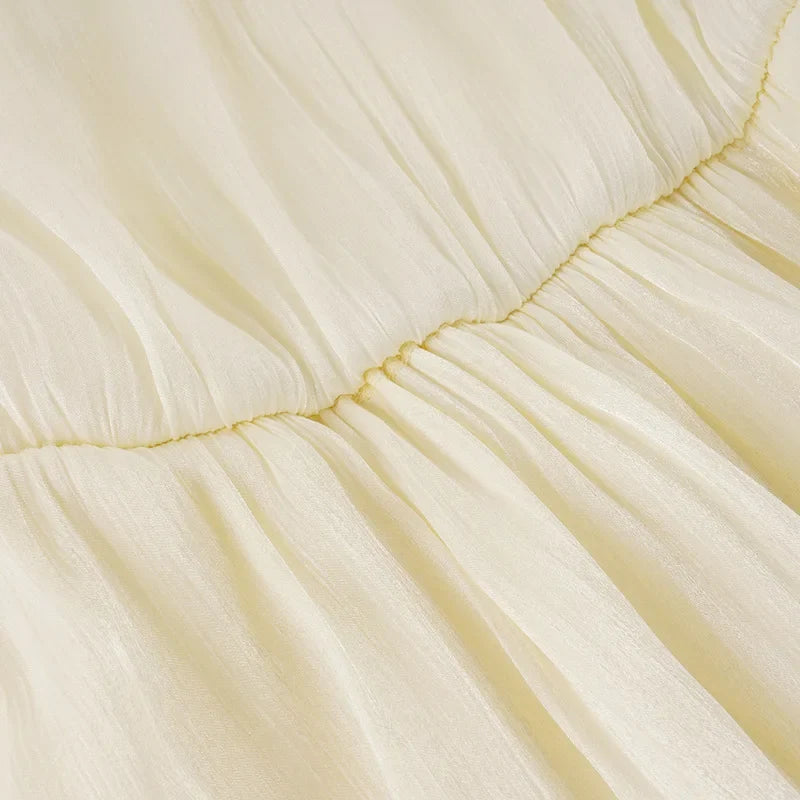 Romantic Necklace Women's Maxi Dress Backless Ruffle Shiny Elegant Luxury Wedding Party Evening Gala Female Summer Dress