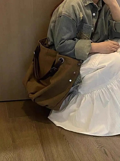 Japanese Retro Safari Style Canvas Bag New Large Capacity Multifunctional Crossbody Tote Bags