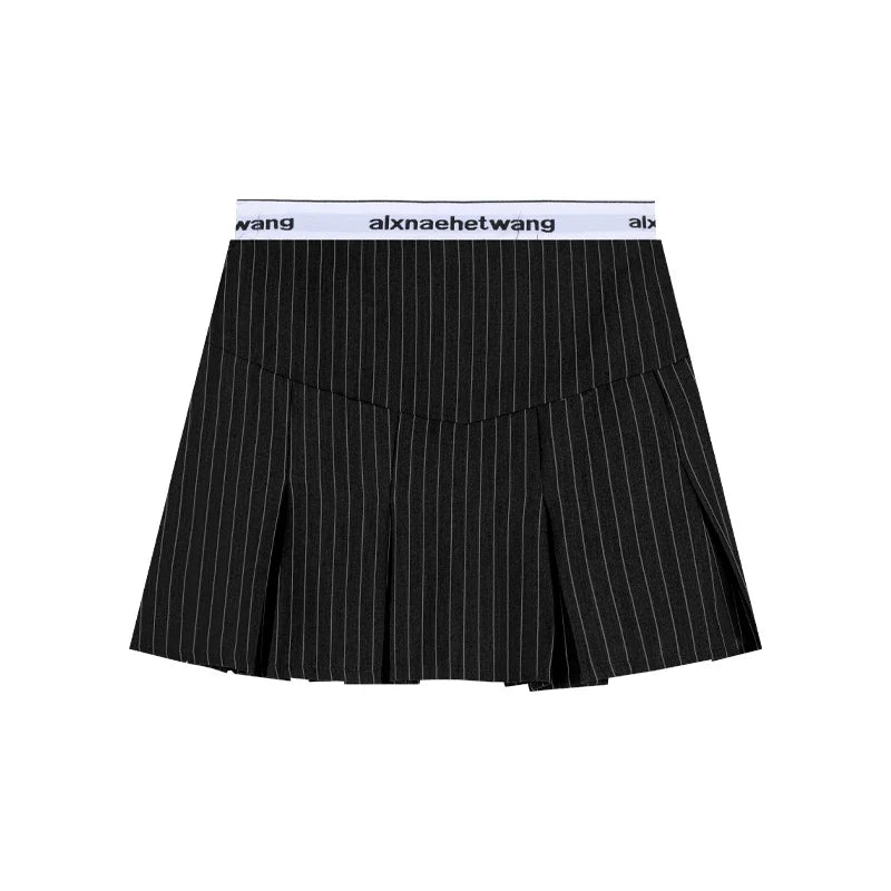 American Retro Stripe Mini Skirt Fake Two Pieces Patchwork High Waist Hip Wrap Skirt for Women Summer A-line Skirt New