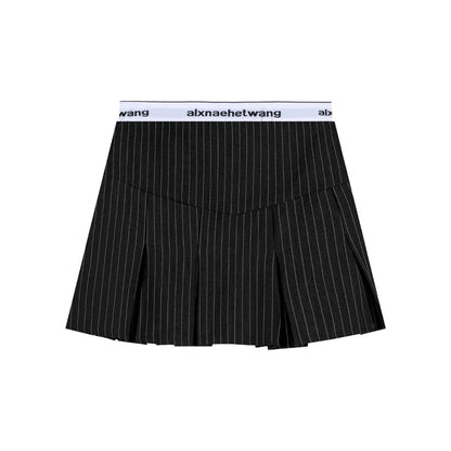 American Retro Stripe Mini Skirt Fake Two Pieces Patchwork High Waist Hip Wrap Skirt for Women Summer A-line Skirt New