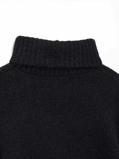 Cropped Pullovers Women Sweater Knit Loose Turtleneck Long Sleeve Female Knitted Top Autumn Winter Fashion Lady Outwear