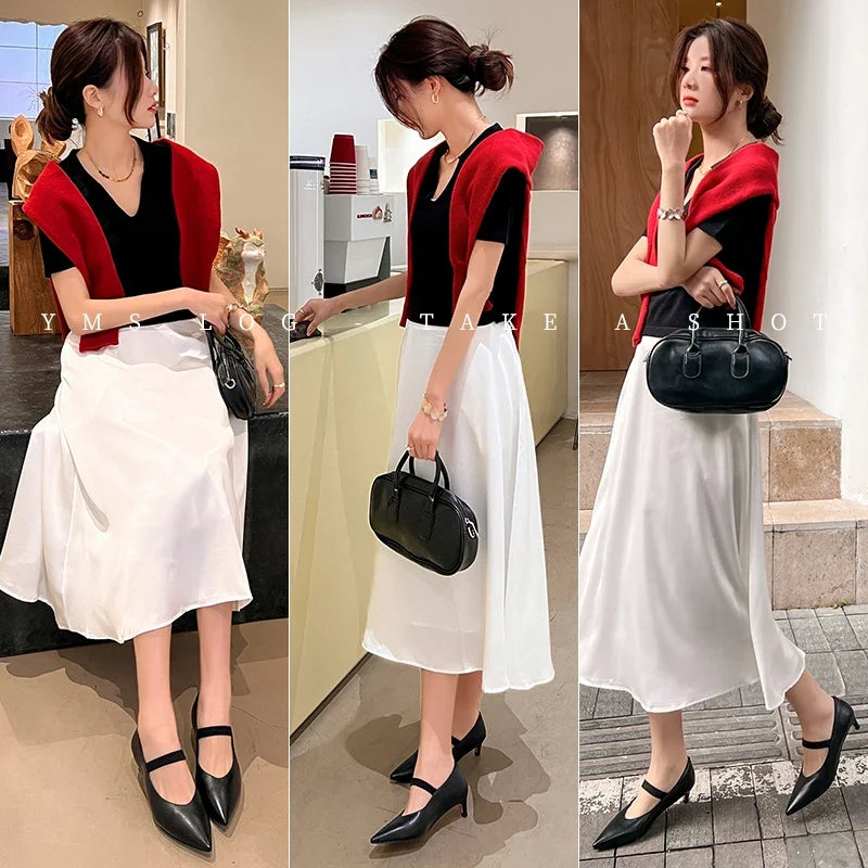 Women Pumps 5 cm Fashion Ladies Spring Shoes One Strap Genuine Leather High Heel Pointed Toe Pumps