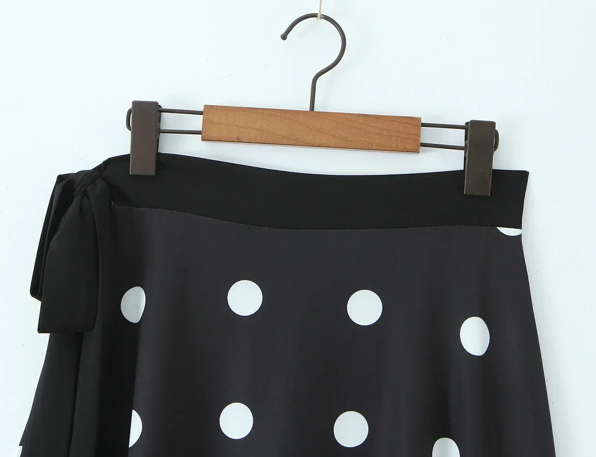 Halter Neck Camisole Polka Dot Skirt Set Women's Summer Sexy Fashionable Personality Neckband Backless Beach Vacation Black Set