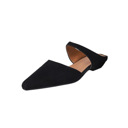 Spring Simple Shoes Woman Real Leather Sheepsuede Soft Flats Basic Style Mules Girls Big Toe Mullers Casual Slippers Daily Wear