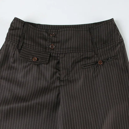 Fall Winter 2025 New Women's Casual Pants Retro Striped Wide-Leg Straight-Cut Pants Elegant Style Low-Waist Drapey Trousers