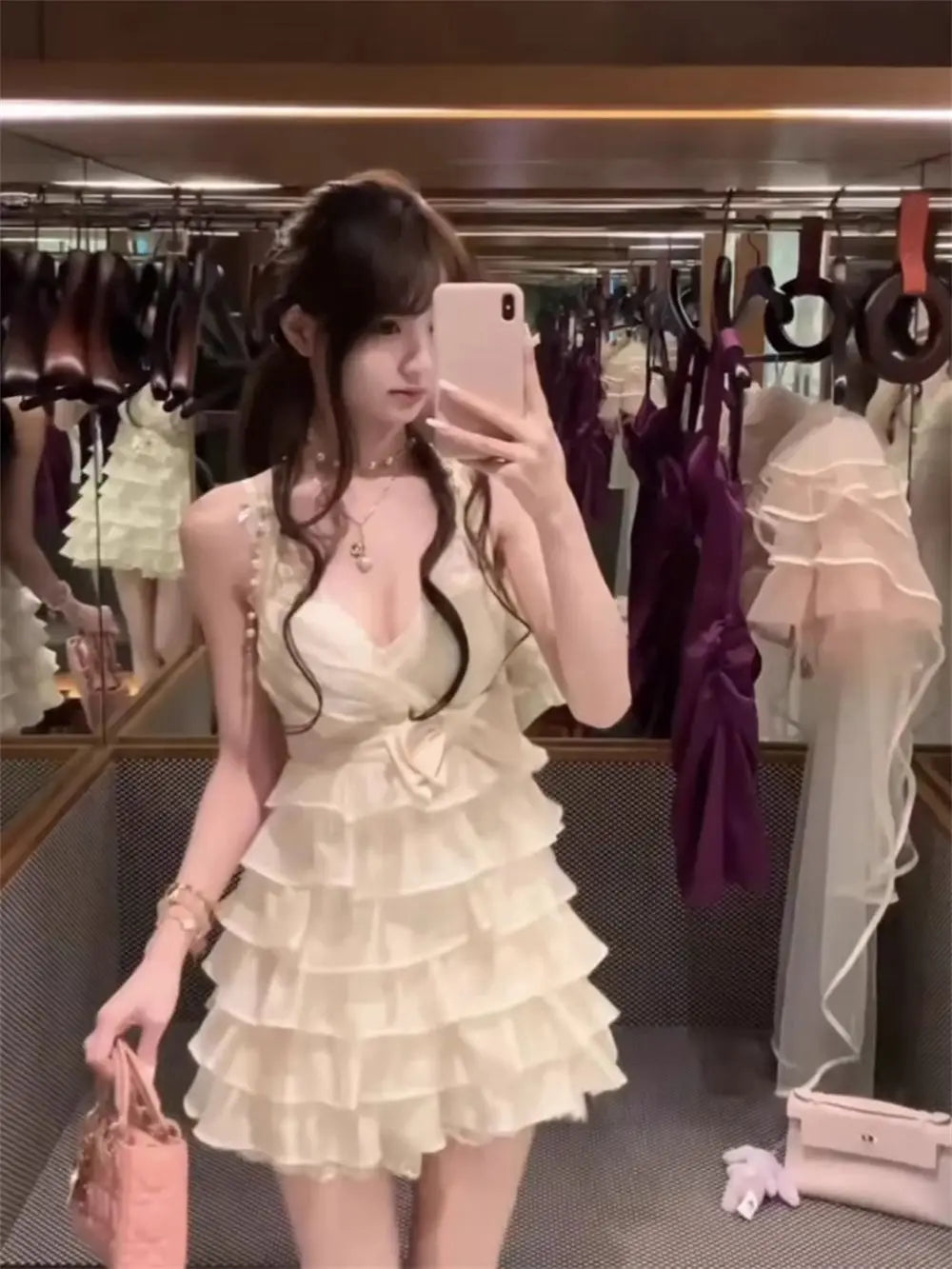 2000s Aesthetic Elegant Retro Women Summer Dresses Y2k Design Lace Beach Dress Female Bow Princess Chic Korean Popular Clothes