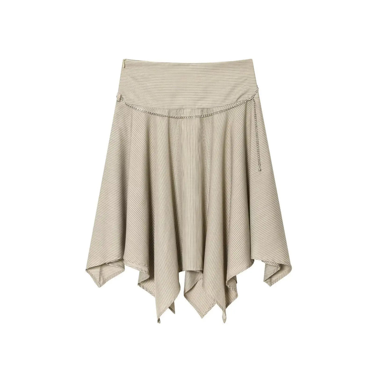 ins Style Temperament Fashion Women's Clothing Simple Striped Belt Asymmetrical Midi Skirt