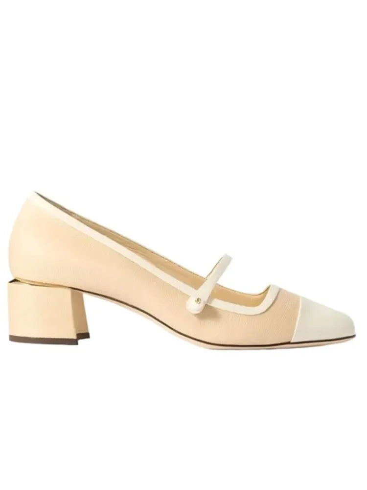 Women's New 4cm Thick High Heels Mary Jane Single Shoes Square Head Shallow Mouth Office Women's Size 34-46 Large Women's Shoes