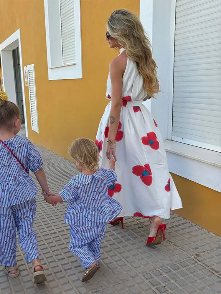 Women Elegant Tie Dye Sleeveless Pleat Long Dresses Fashion Floral Print Patchwork Contrasting Maxi Dress Lady Holiday Robe