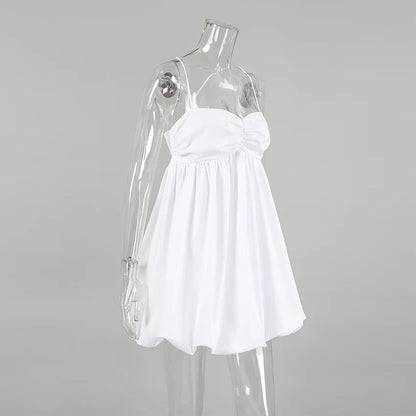 Spring and summer casual white versatile sexy suspender V-neck fashionable dress slim commuting short skirt for women