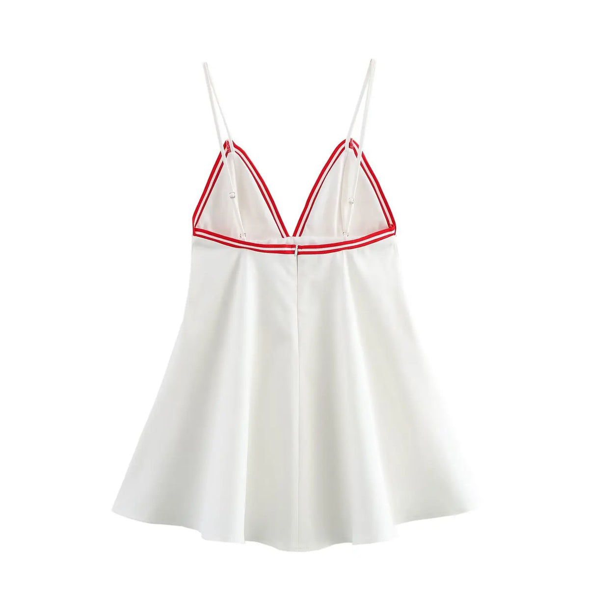Women New Sweet Fashion Back Zipper Short Sling Dress Female Spring Casual Fold V-Neck Sleeveless Backless Solid Dress
