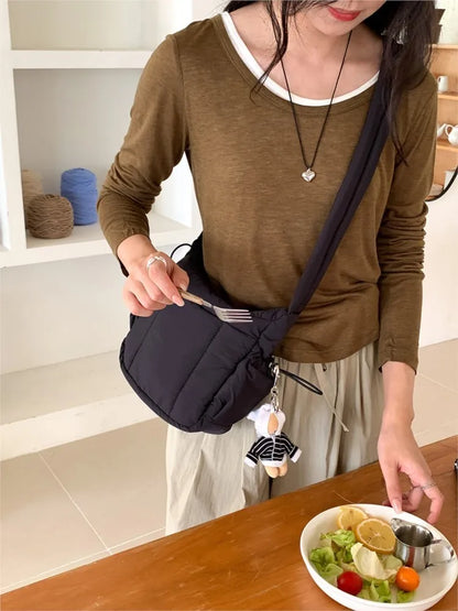 Fashion Casual Cloud Crossbody Bag Women Autumn Winter New Korean Cotton Clothing Bag Shoulder Bags Simple Trend Handbags