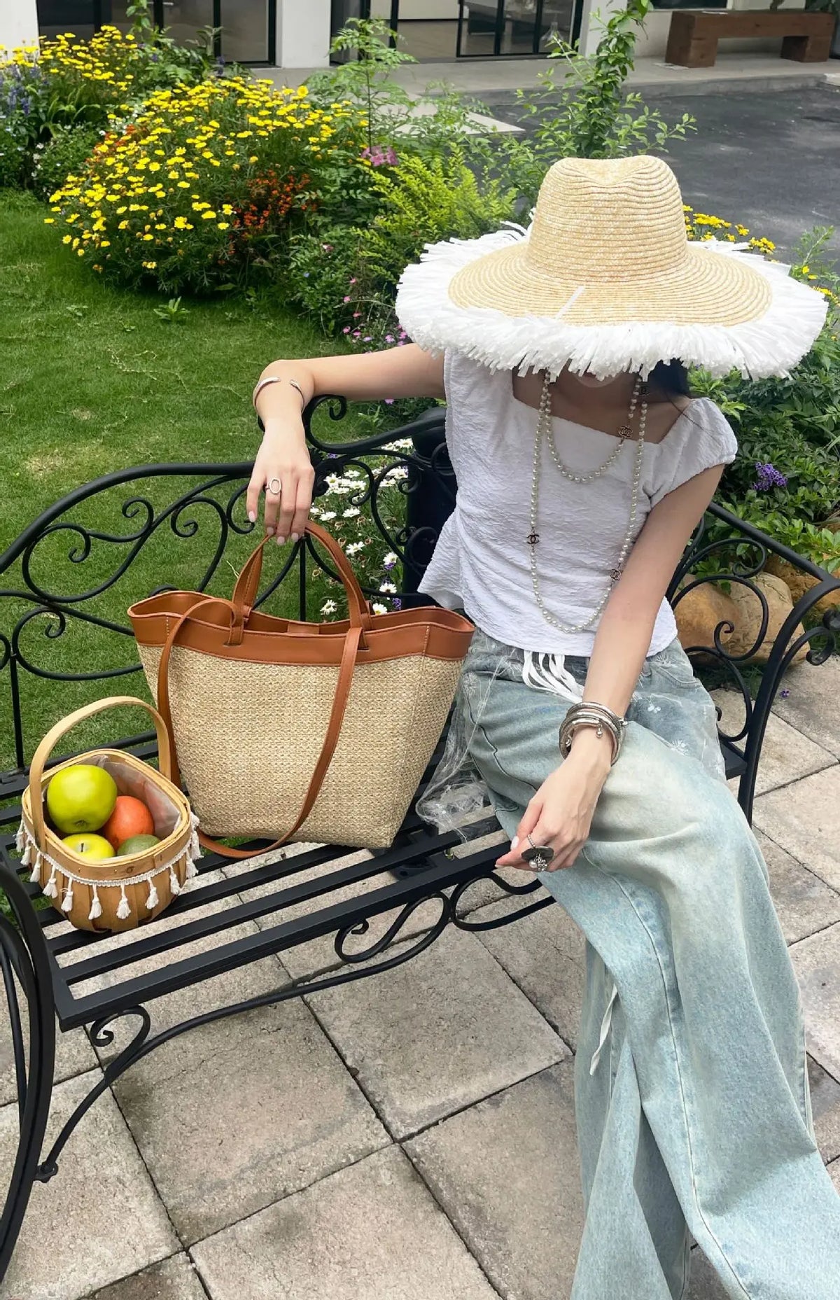 Summer Large Capacity Tote Bag Women Shoulder Bag Handmade Woven Bag Fresh Rural Handheld Grass Woven Women Bag