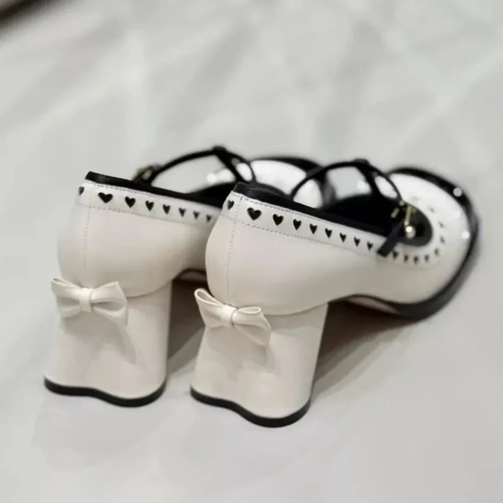 Spring Square Toe Strange Heels Mary Janes Shoes Rivet Goth Buckle Women Pumps Punk Cosplay Shoes High Quality