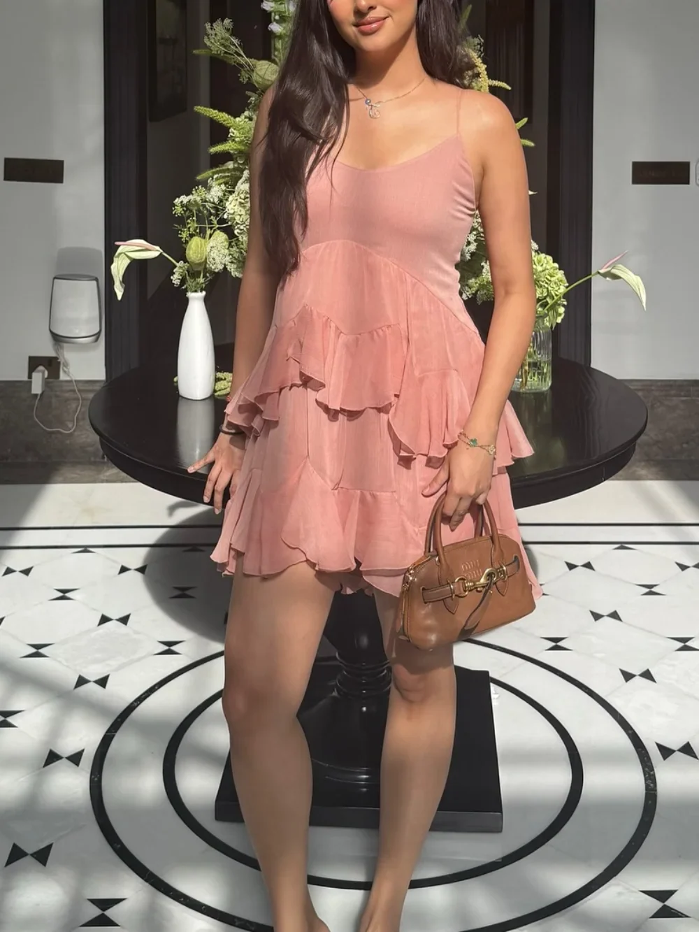Women's Sweet Chic Suspender Dress Pink Solid Layered Zipper Mini Dress Fashion Spring Summer Holiday Beach Party Dress