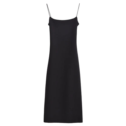 Women's retro summer new style sleeveless spaghetti strap elastic slim fit midi dress backless design fashionable and charming