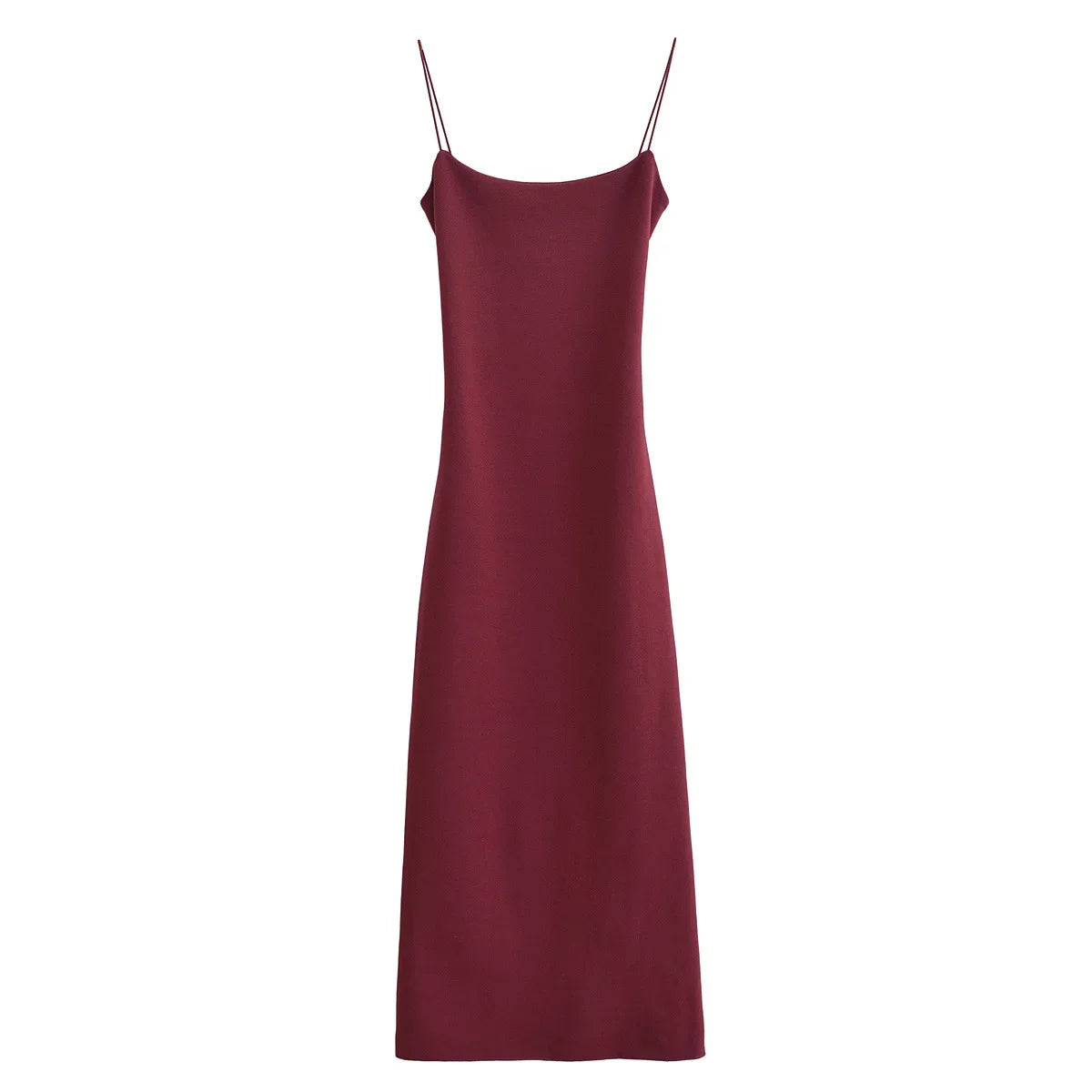 Women's retro summer new style sleeveless spaghetti strap elastic slim fit midi dress backless design fashionable and charming