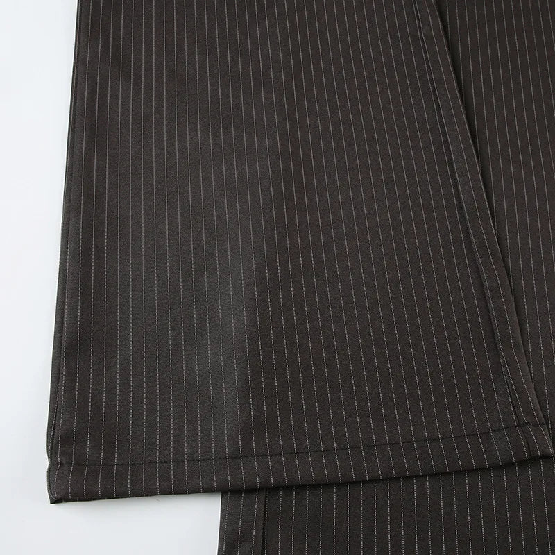 Fall Winter 2025 New Women's Casual Pants Retro Striped Wide-Leg Straight-Cut Pants Elegant Style Low-Waist Drapey Trousers