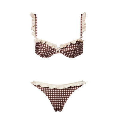 Sexy Underwire Bikini Ruffle Swimsuit Women Swimwear High Leg Two Piece Bathing Suit Beachwear Summer Biquini