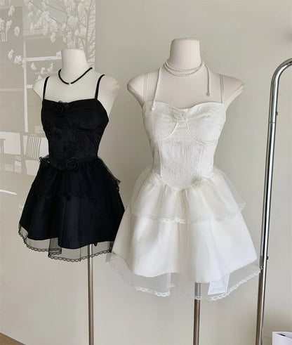 Women's Apricot Mini Dress Y2k Vintage Elegant Off Shoulder Sleeveless Evening Dress Party Club One Piece Frocks Clothes Summer