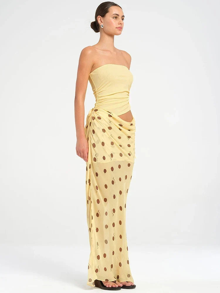 Polka Dot Patchwork Maxi Dress