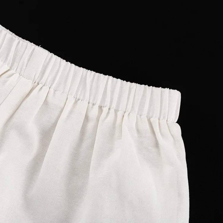 White Ruffle Shorts Sets Square Collar Sleeveless Drawstring Tank Tops+Shorts Summer Casual Simple Suits For Women 2 Piece Set