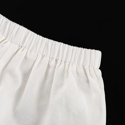 White Ruffle Shorts Sets Square Collar Sleeveless Drawstring Tank Tops+Shorts Summer Casual Simple Suits For Women 2 Piece Set