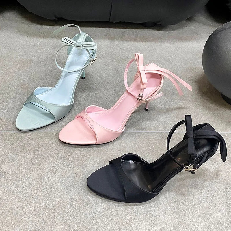 Luxury Female Butterfly-Knot Footwear Pumps Ladies High Heels Shoes Fashion Pointed Toe Women Thin Heels Shoes 2025 New
