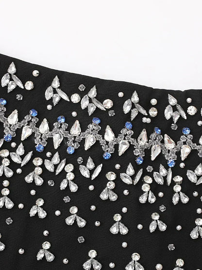 Strapless Beaded Scatter Embellished A Line Mini Dress
