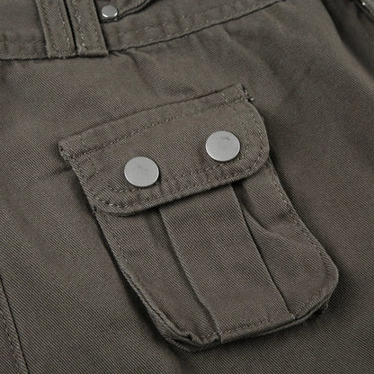 Vintage 2000s Pocket Denim Pants with Belt Casual Low Rise Baggy Cargo Denim Pants y2k Streetwear Women's Jeans Harajuku