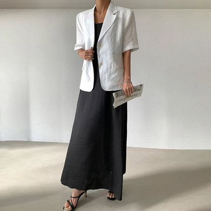 fashion chic A-line sleeveless loose vestidos for vacation beach casual solid sqaure collar basic women summer long dress 2024