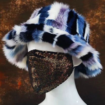 Winter 58-60cm XL Faux Fur Bucket Hat For Women Outdoor Warm Luxury Oversize Fisherman Hat Girl Trendy Party Long Fur Panama Cap